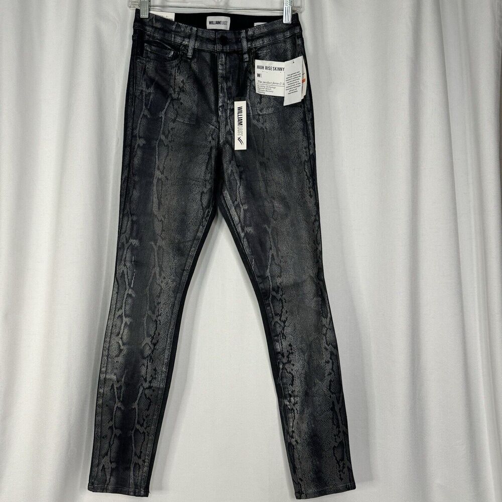 NWT William Rast Snake Metal High Rise Skinny Jeans Size 26 Y2K Retro Punk